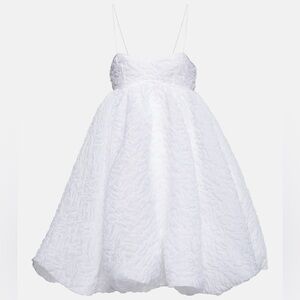 Cecilie Bahnsen White Textured Spaghetti-Strap Midi Dress